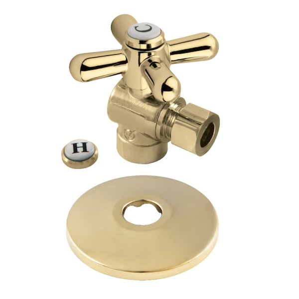 Kingston Brass 1/2" Sweatx3/8" OD Comp Quarter-Turn Angle Stop Valve W/ Flange, Brass CC43202XK - main